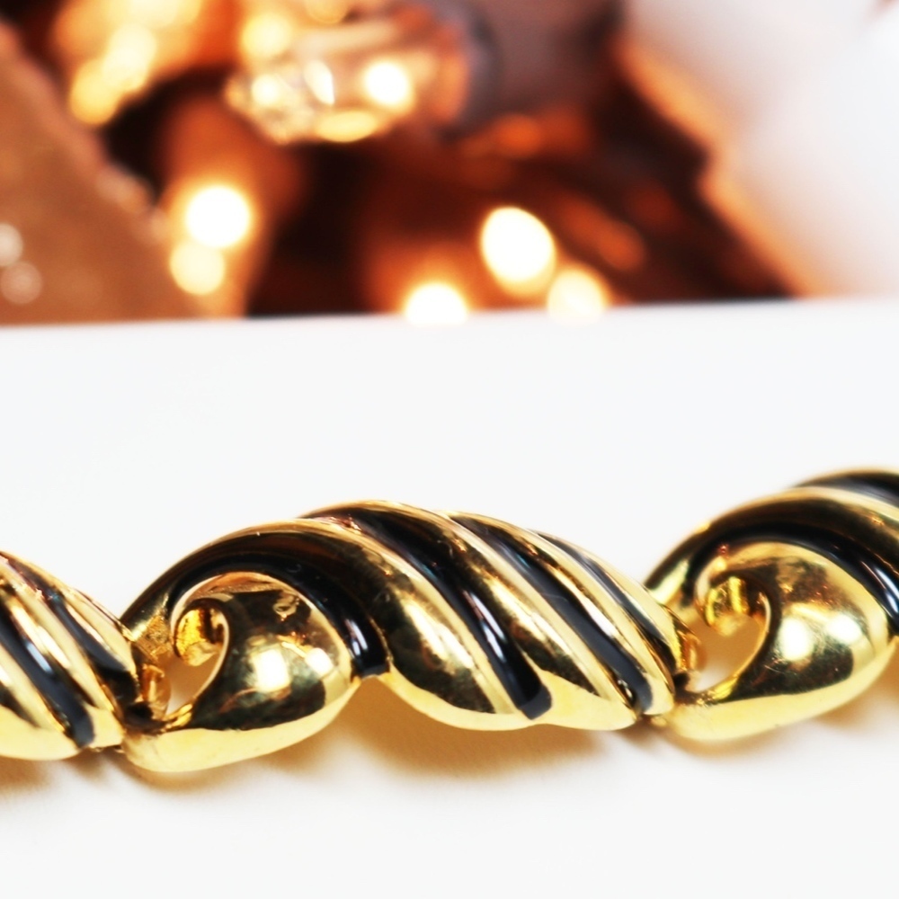 JOAN RIVERS BRACELET *signed* Gold & Black Enamel - Picture 6 of 8